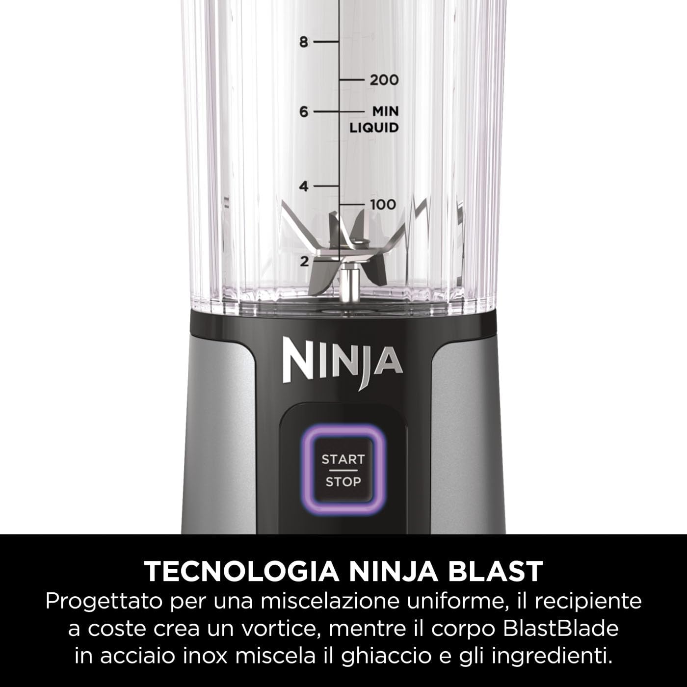 Ninja Blast BC151EUBK Frullatore Portatile Ricaricabile USB-C per Smoothie e Shake