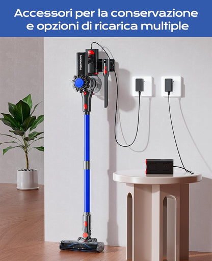 Ivormentico Aspirapolvere Senza Fili 450W/40KPA con Spazzola LED Anti-Groviglio