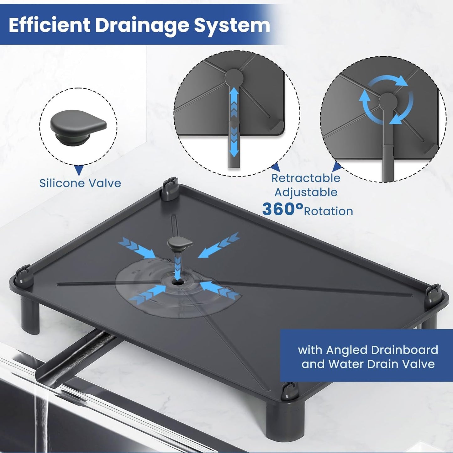 Organizer Lavello Cucina Estensibile con Porta Strofinacci Porta Spugne in Acciaio Inox Antiruggine, Regolabile e Salvaspazio