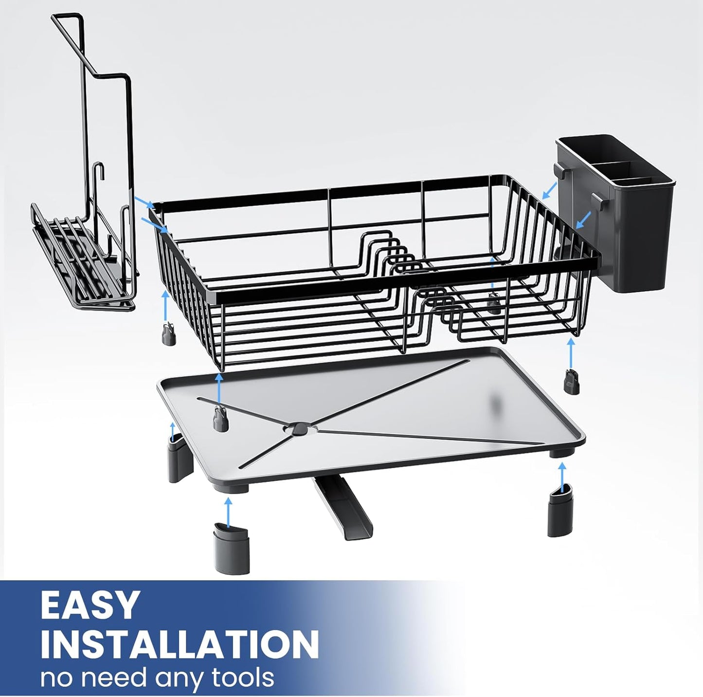 Organizer Lavello Cucina Estensibile con Porta Strofinacci Porta Spugne in Acciaio Inox Antiruggine, Regolabile e Salvaspazio