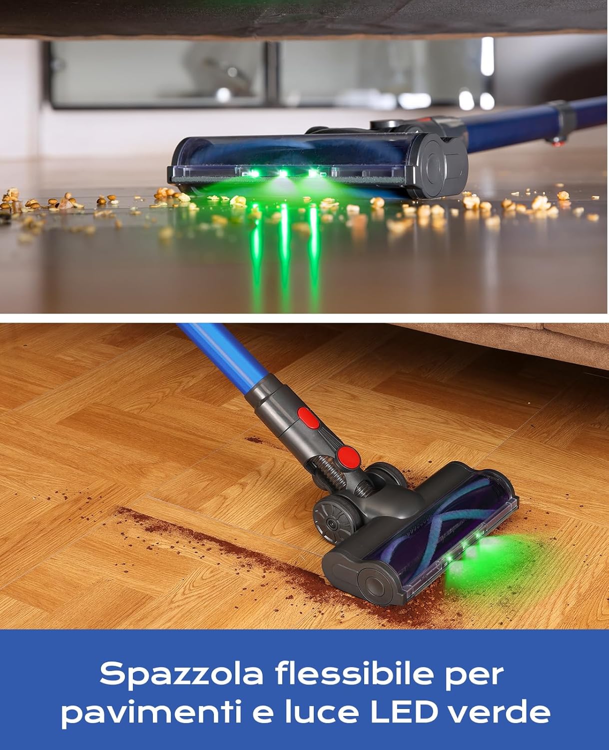 Ivormentico Aspirapolvere Senza Fili 450W/40KPA con Spazzola LED Anti-Groviglio