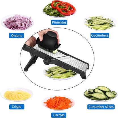 MILcea Mandolina Professionale per Verdure 3-in-1 - Affettaverdure Regolabile con Protezione