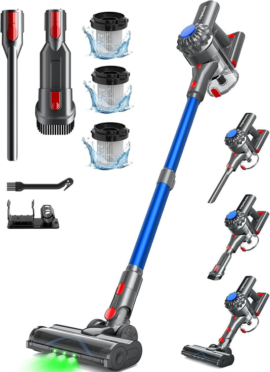 Ivormentico Aspirapolvere Senza Fili 450W/40KPA con Spazzola LED Anti-Groviglio