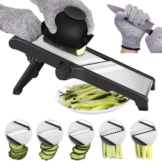MILcea Mandolina Professionale per Verdure 3-in-1 - Affettaverdure Regolabile con Protezione